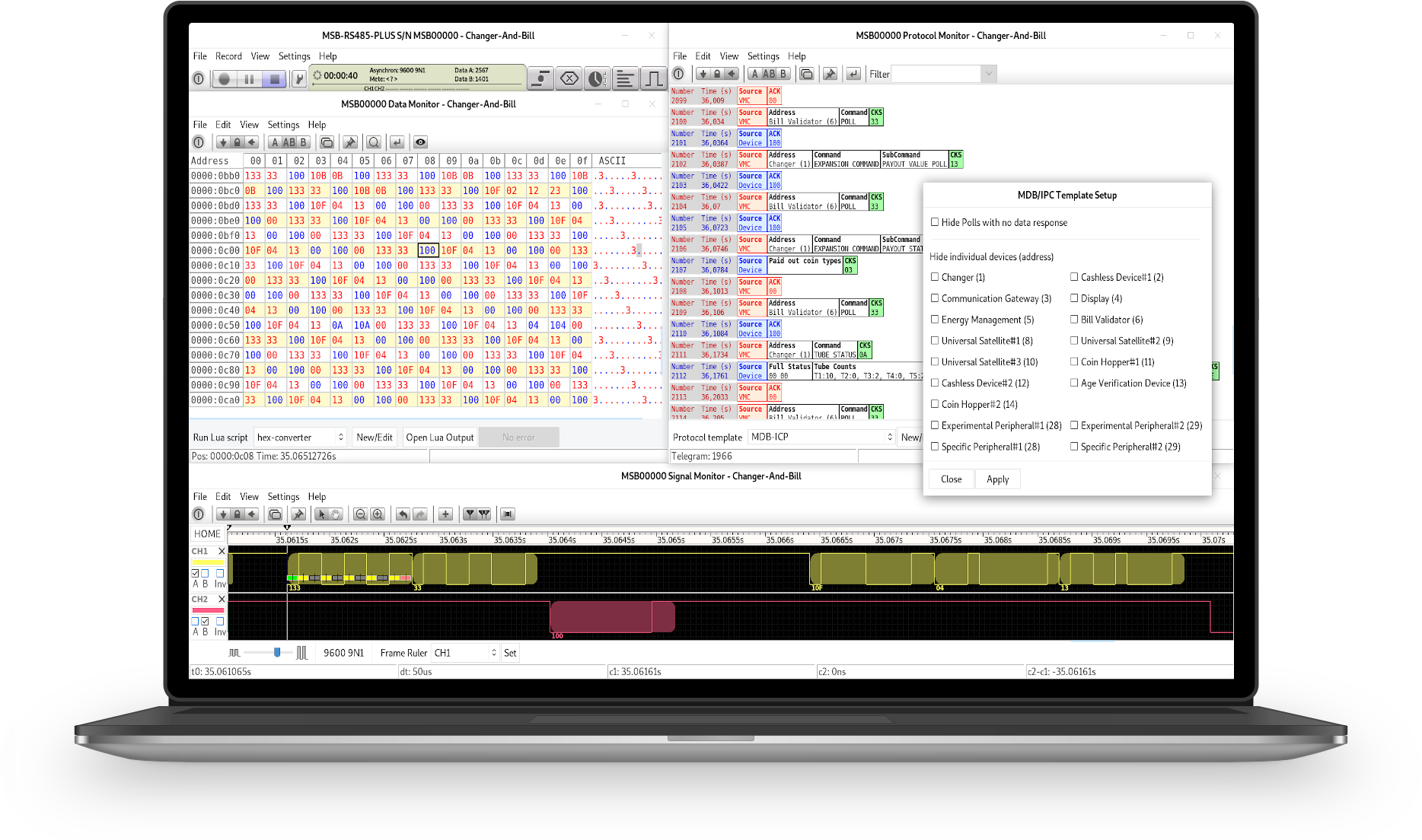 Screendump of a 9-bit transmission analysis