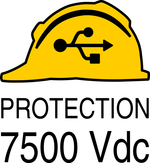 Yellow safety helmet with USB symbol