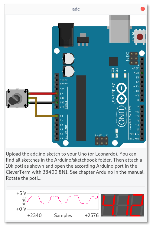 CleverTerm dialogue with Arduino ADC data acquisition
